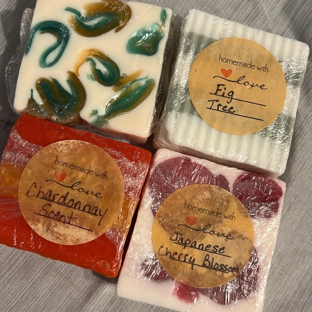 Handmade Scented Soap Set - Fig Tree, Chardonnay, Japanese Cherry Blossom